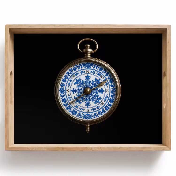 Tablett - Kompass - Delfter Blau - Schwarz — 1