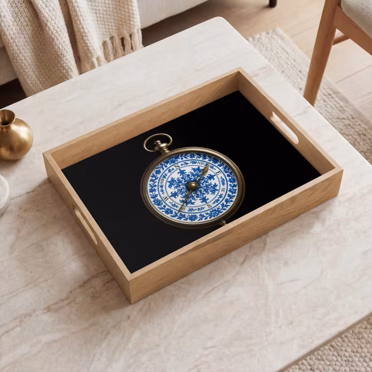 Tablett - Kompass - Delfter Blau - Schwarz — 2