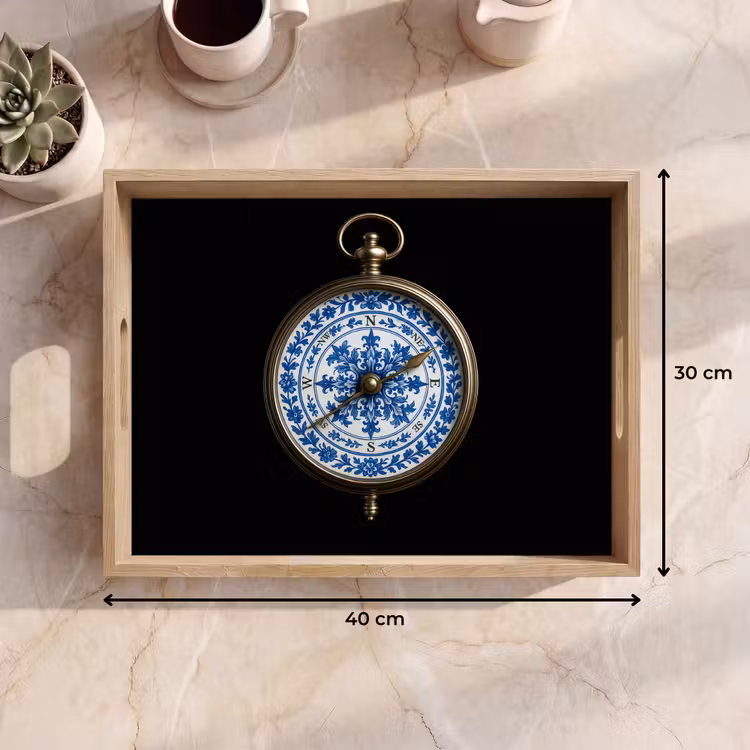 Tablett - Kompass - Delfter Blau - Schwarz — 7