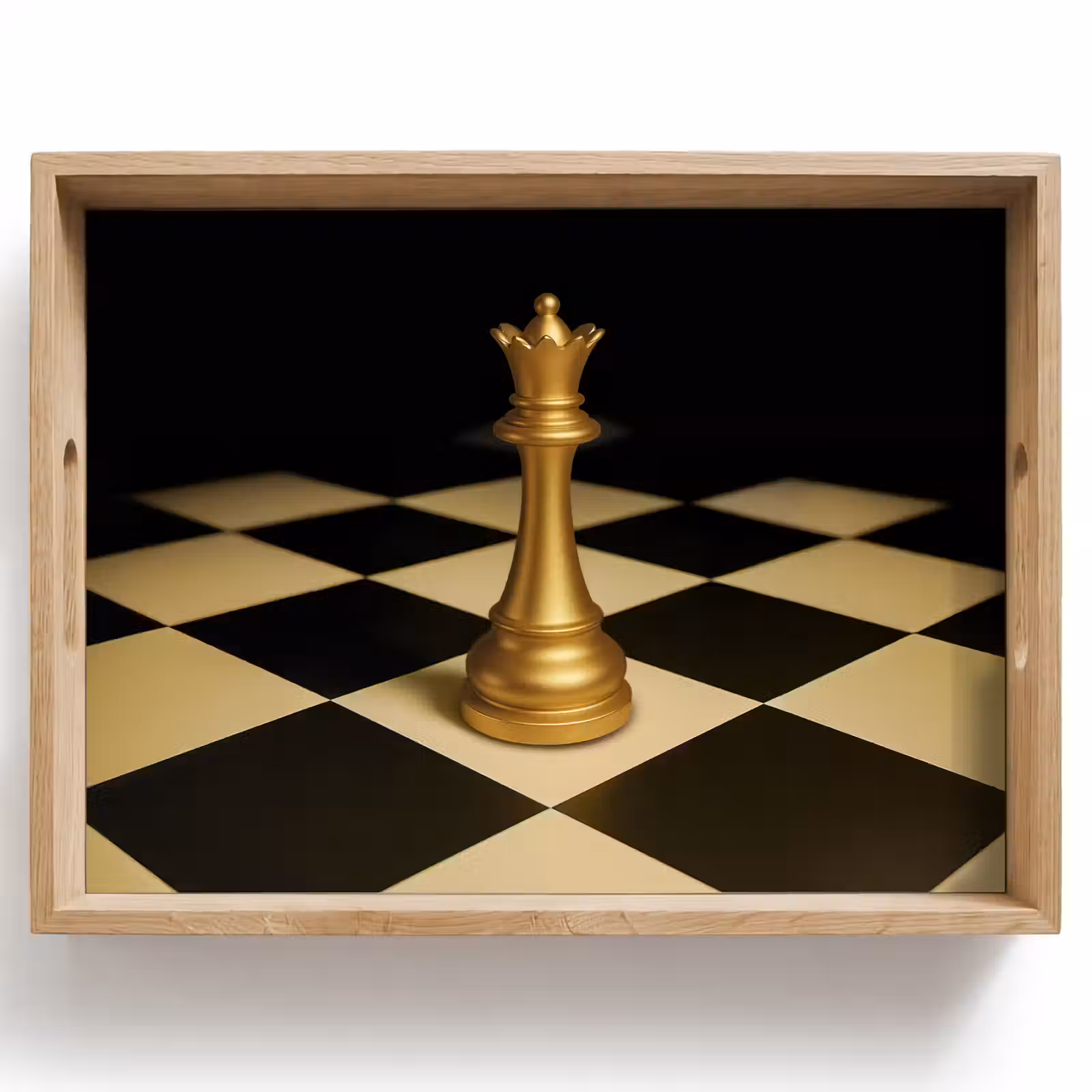 Tablett - Dame - Schachfigur - Blockiert - Gold — 1