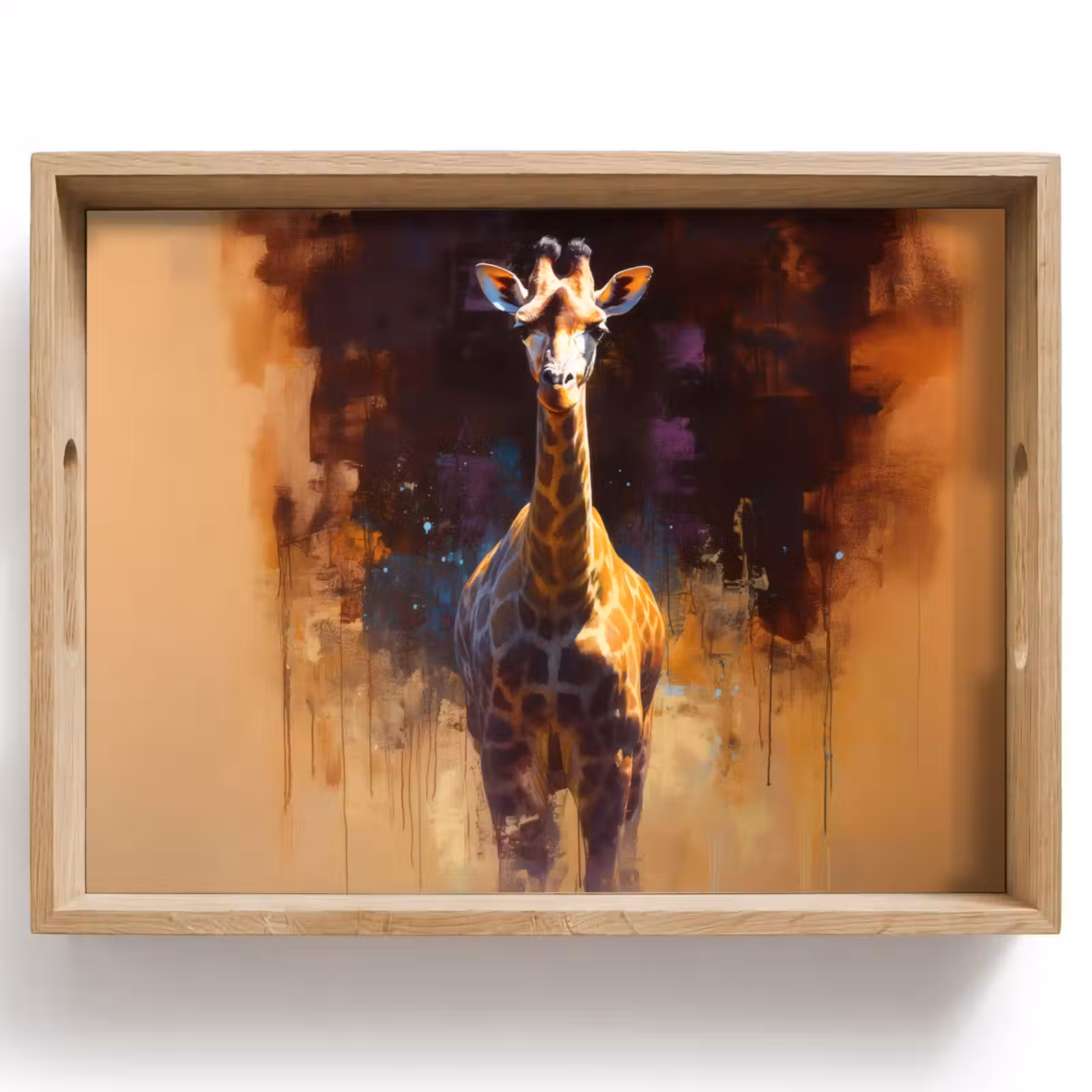 Tablett - Giraffe - Braun - Abstrakt - Gemalt — 1