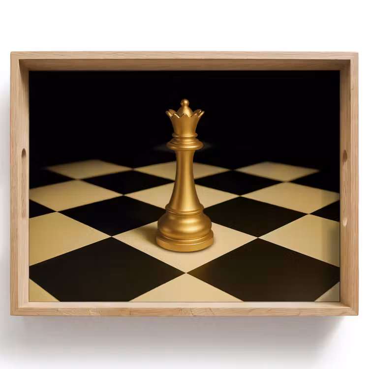 Tablett - Dame - Schachfigur - Blockiert - Gold — 1