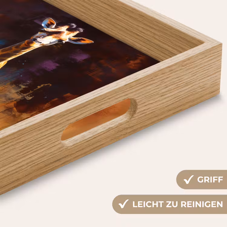 Tablett - Giraffe - Braun - Abstrakt - Gemalt — 8