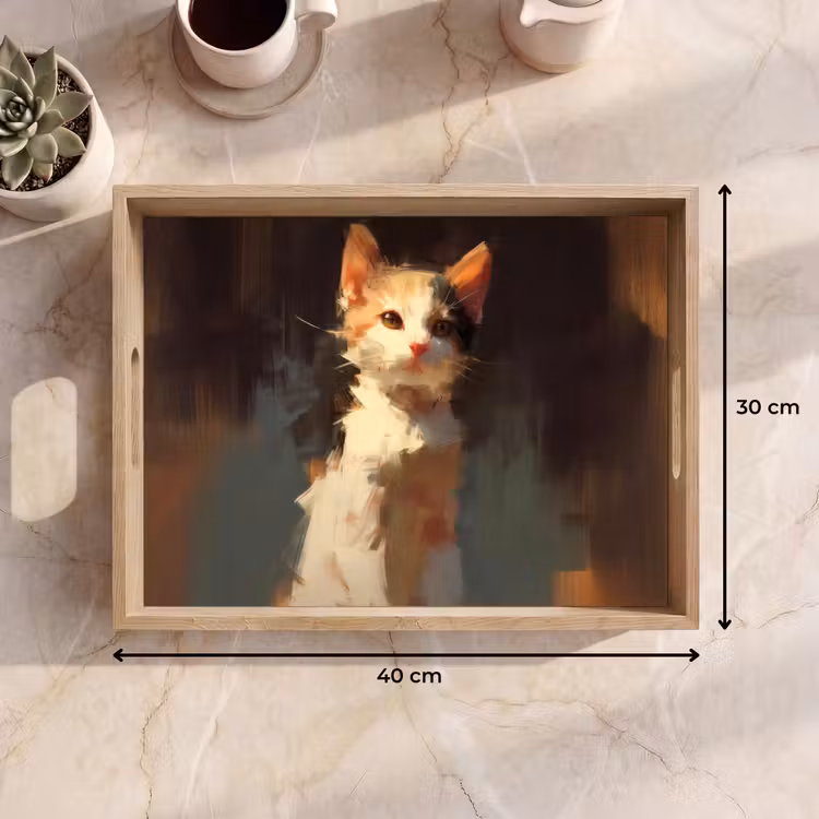 Tablett - Katze - Gemalt - Künstlerisch - Weiß — 7