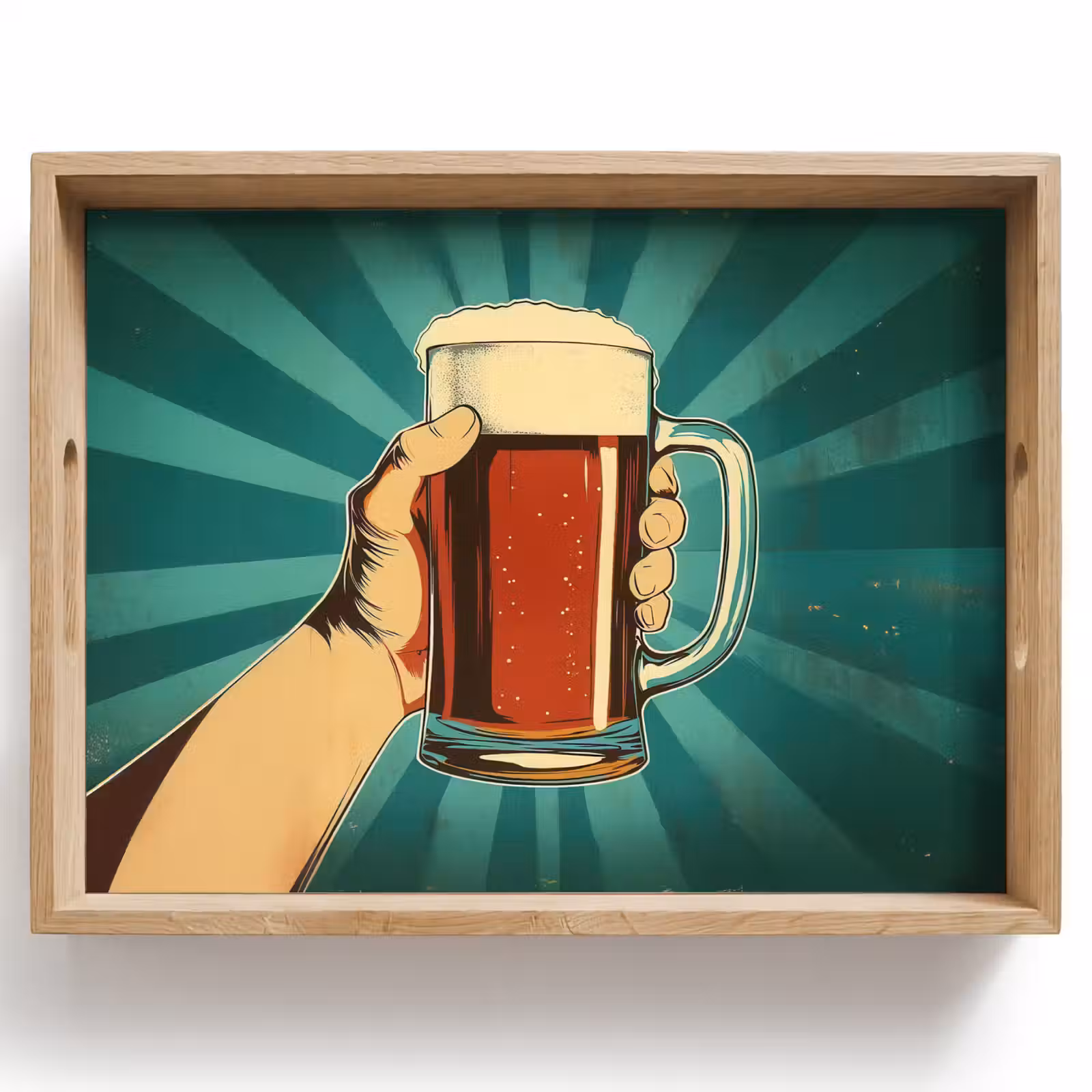 Tablett - Bierglas - Schaumstoff - Retro - Grün — 1