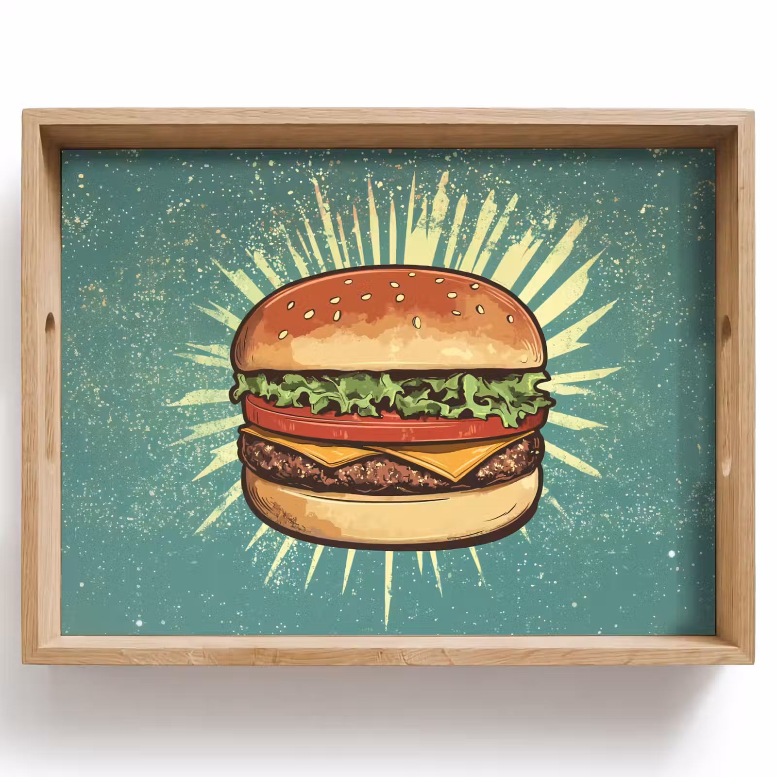 Tablett - Hamburger - Illustration - Salat - Käse — 1