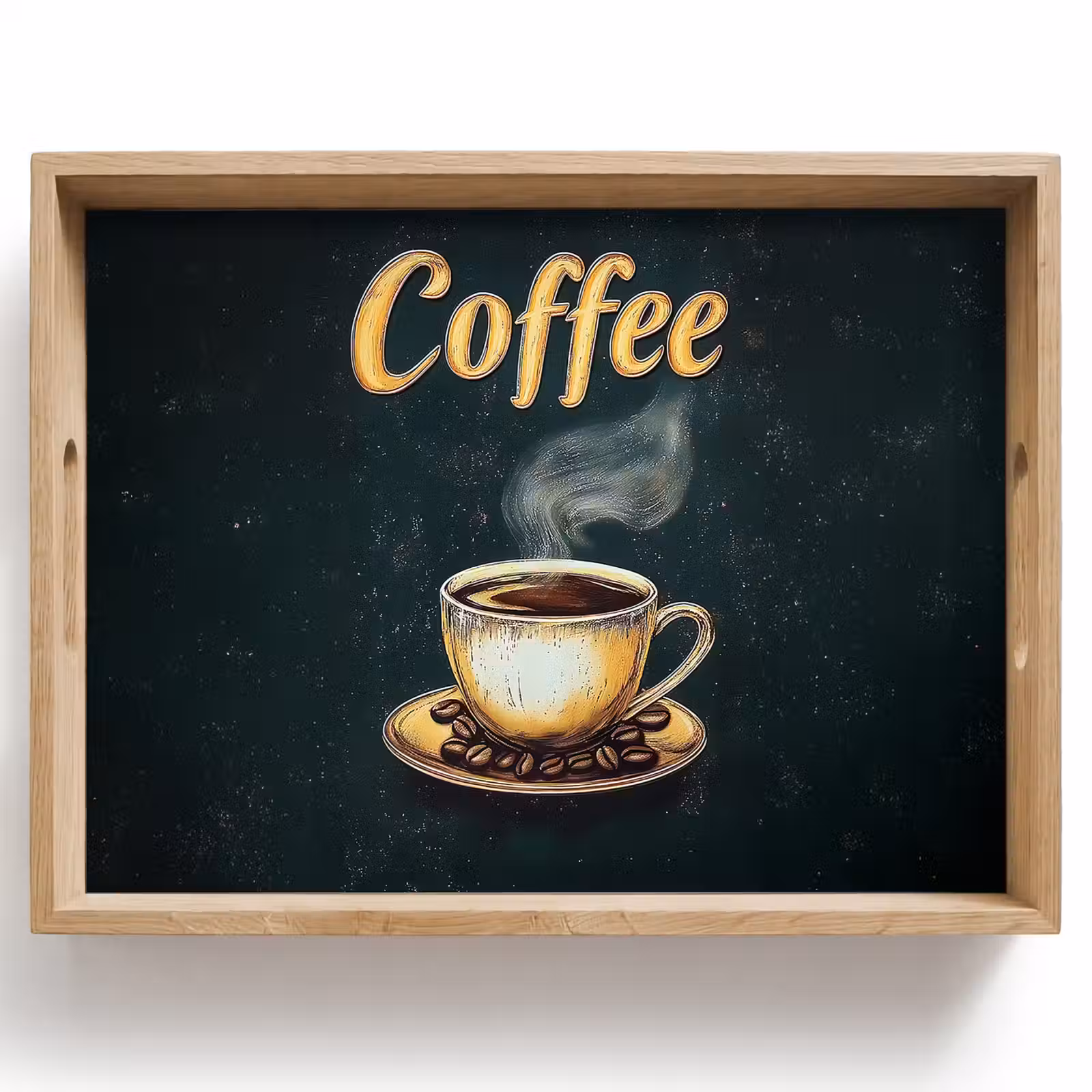 Tablett - Kaffee - Schale - Kaffeebohnen - Retro — 1