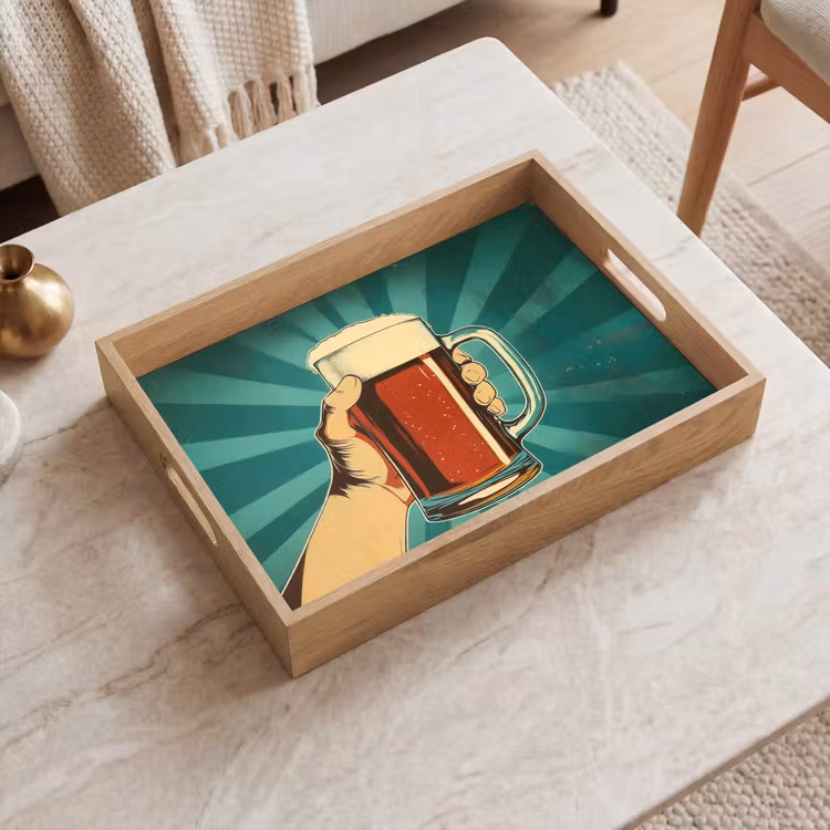 Tablett - Bierglas - Schaumstoff - Retro - Grün — 2