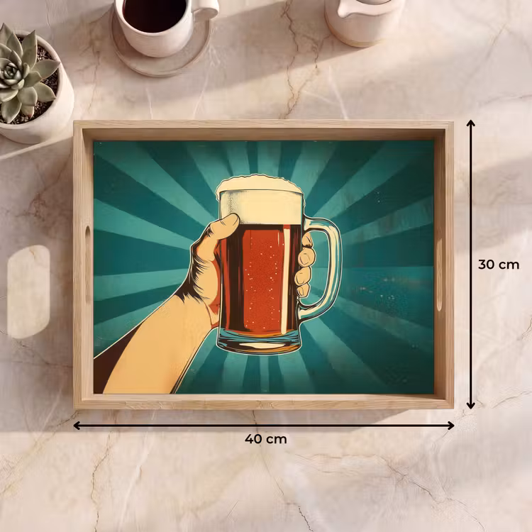 Tablett - Bierglas - Schaumstoff - Retro - Grün — 7