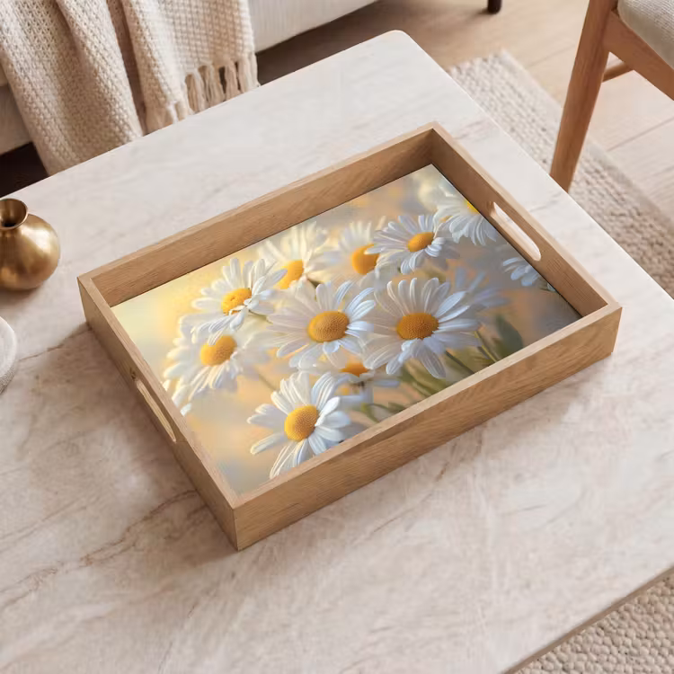 Tablett - Gänseblümchen - Weiß - Sonnenlicht — 2
