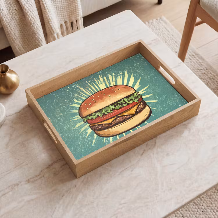 Tablett - Hamburger - Illustration - Salat - Käse — 2