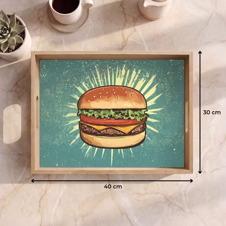 Tablett - Hamburger - Illustration - Salat - Käse — 7