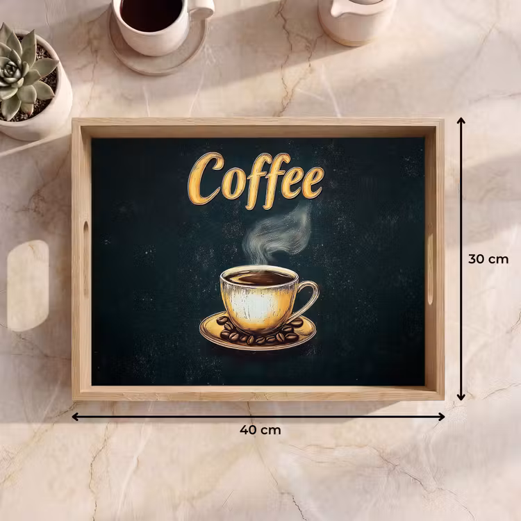 Tablett - Kaffee - Schale - Kaffeebohnen - Retro — 7