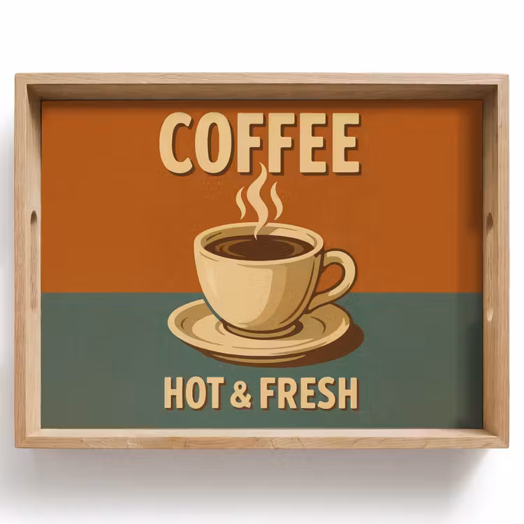 Tablett - Kaffee - Tasse - Vintage - Zitat — 1