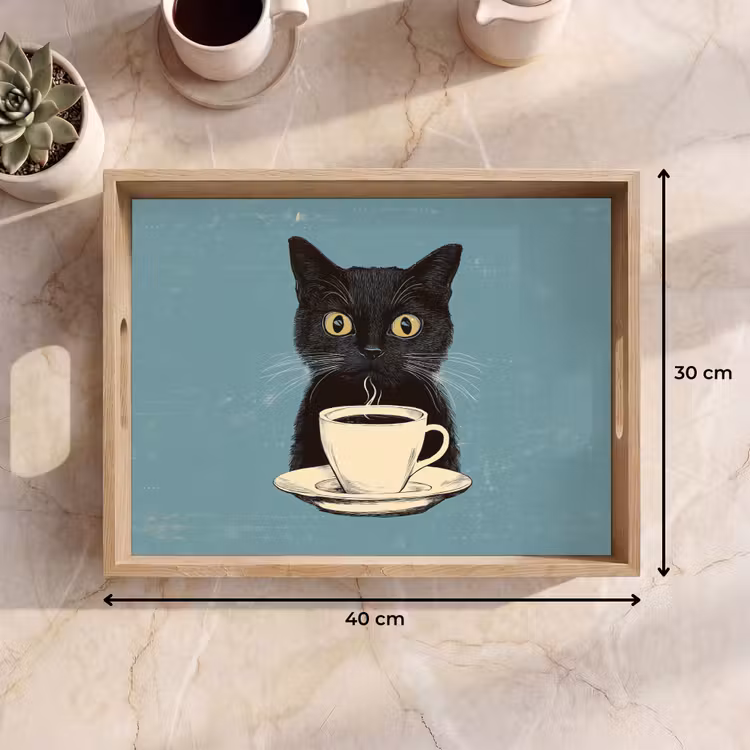 Tablett - Katze - Schwarz - Kaffee - Minimalistisch — 7