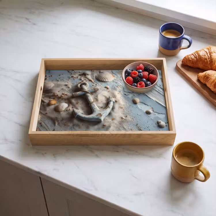 Tablett - Anker - Holz - Muscheln - Sand — 3
