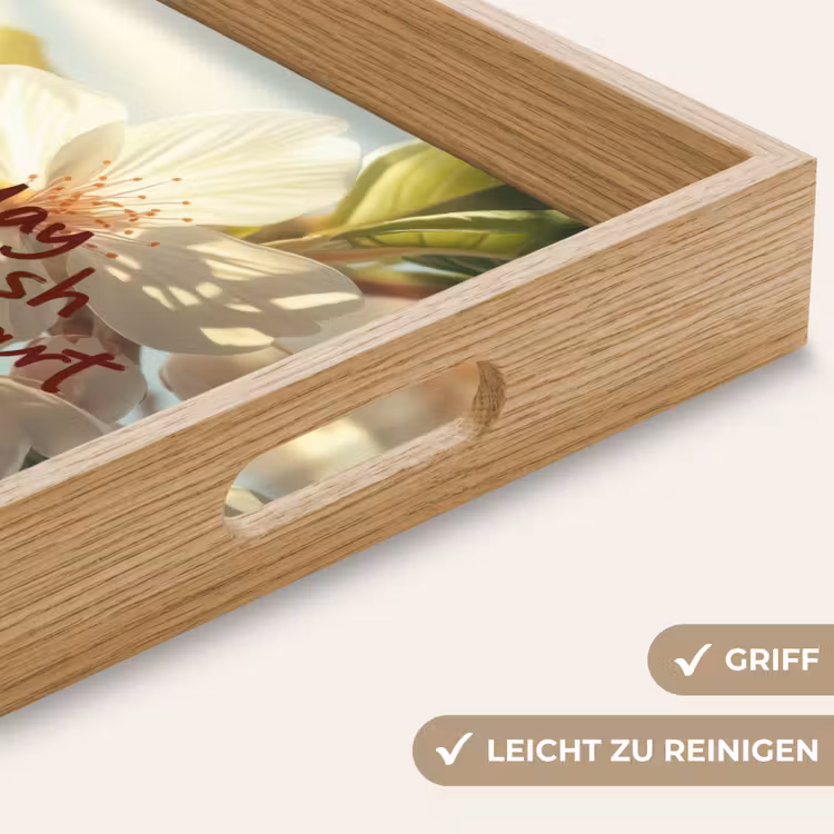 Tablett - Blüten - Sonnenlicht - Zitat - Weiß — 8