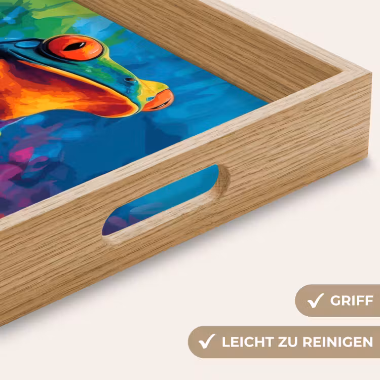 Tablett - Frosch - Leuchtend bunt - Zweig - Regenbogen — 8
