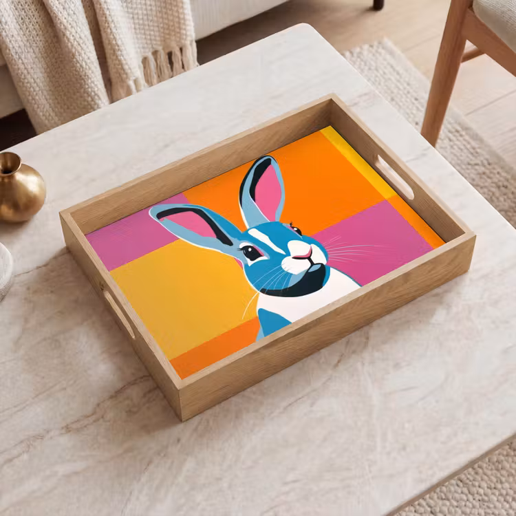 Tablett - Hase - Farbtaschen - Ohren - Rosa — 2