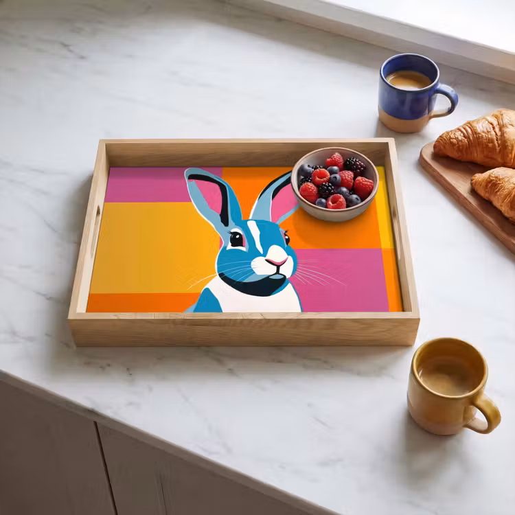 Tablett - Hase - Farbtaschen - Ohren - Rosa — 3