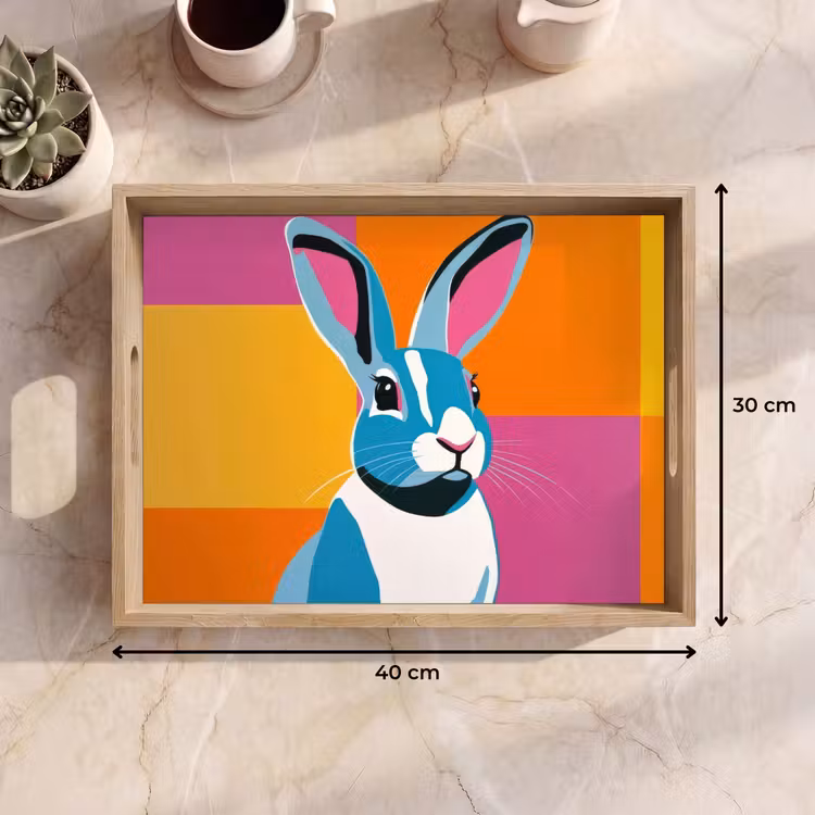 Tablett - Hase - Farbtaschen - Ohren - Rosa — 7