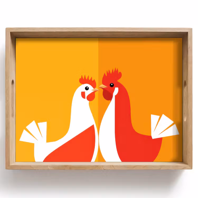 Tablett - Hühner - Orange - Prärie — 1
