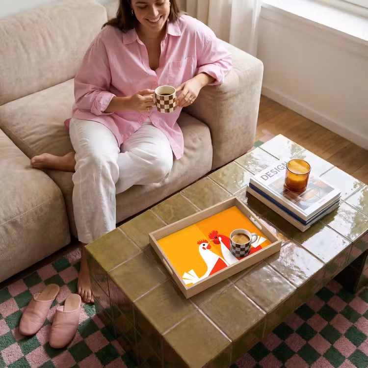Tablett - Hühner - Orange - Prärie — 4