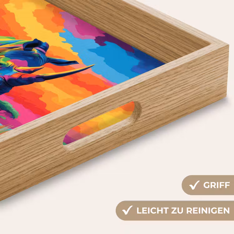 Tablett - Nashorn - Sonnenuntergang - Savanne - Farbenfroh — 8
