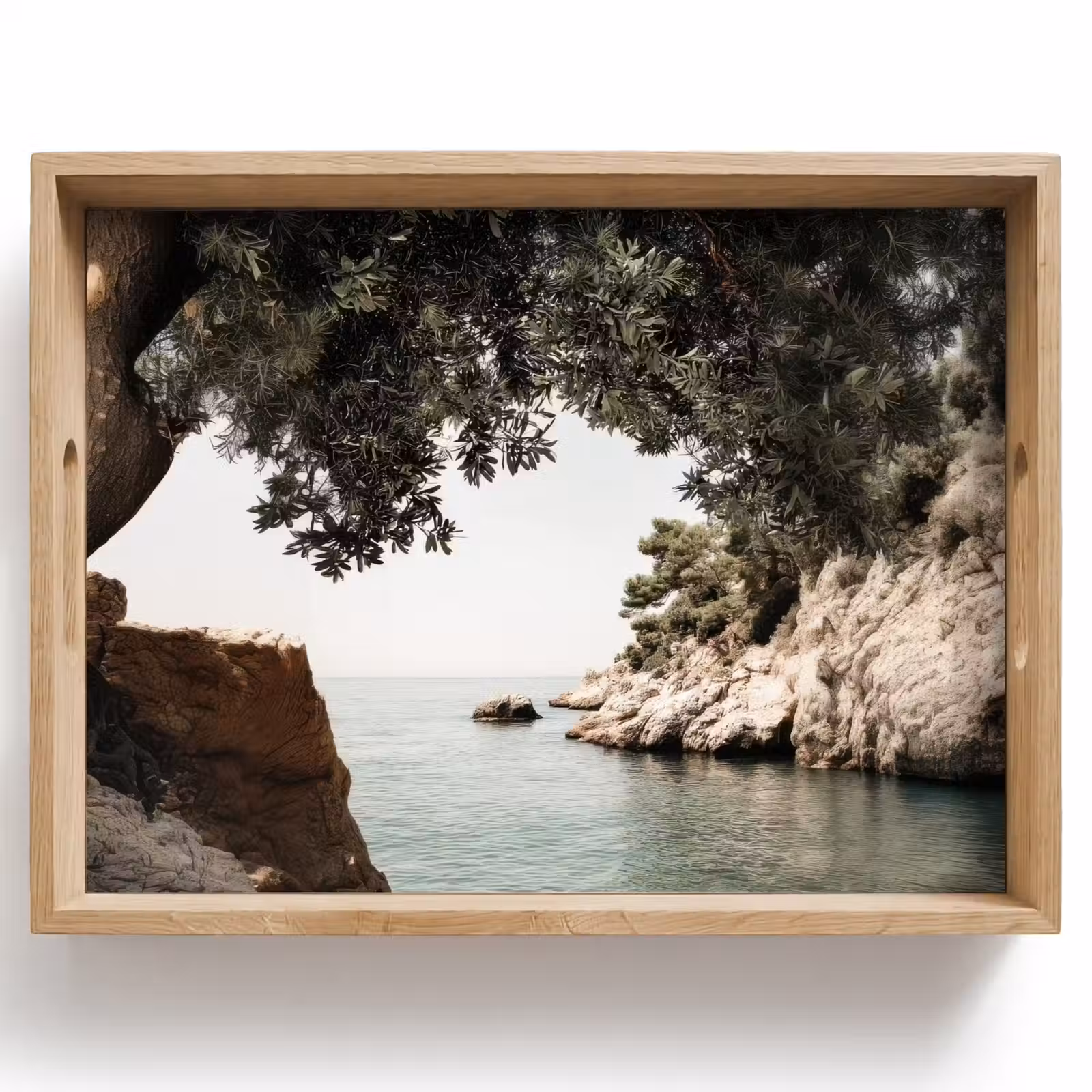 Tablett - Felsen - Meer - Baum - Grün — 1