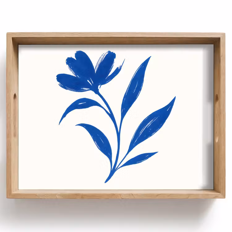 Tablett - Blume - Blütenblätter - Minimalistisch - Blau — 1