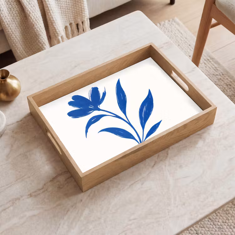 Tablett - Blume - Blütenblätter - Minimalistisch - Blau — 2