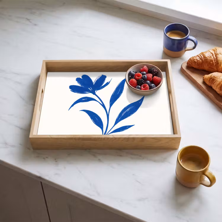 Tablett - Blume - Blütenblätter - Minimalistisch - Blau — 3