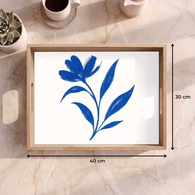 Tablett - Blume - Blütenblätter - Minimalistisch - Blau — 7