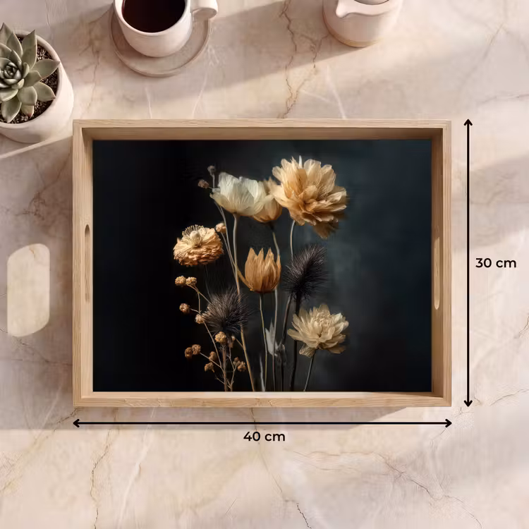 Tablett - Blumenstrauß - Blumen - Licht - Schwarz — 7