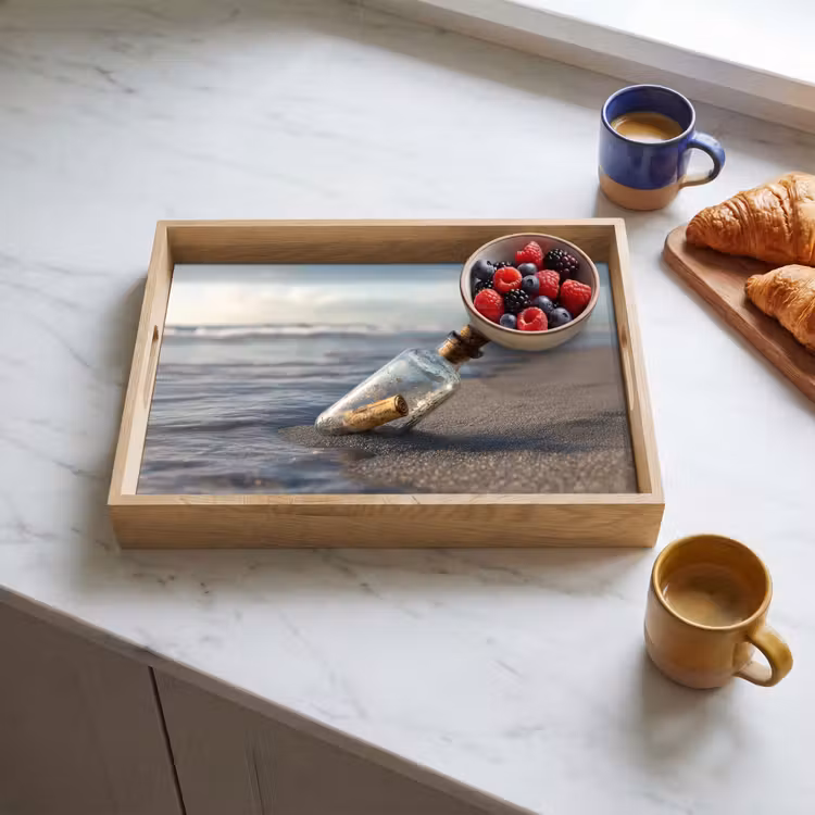Tablett - Glasflasche - Post - Meer - Sand — 3