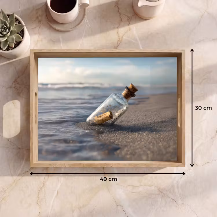Tablett - Glasflasche - Post - Meer - Sand — 7