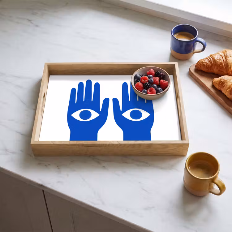Tablett - Hände - Zwei - Augen - Blau — 3