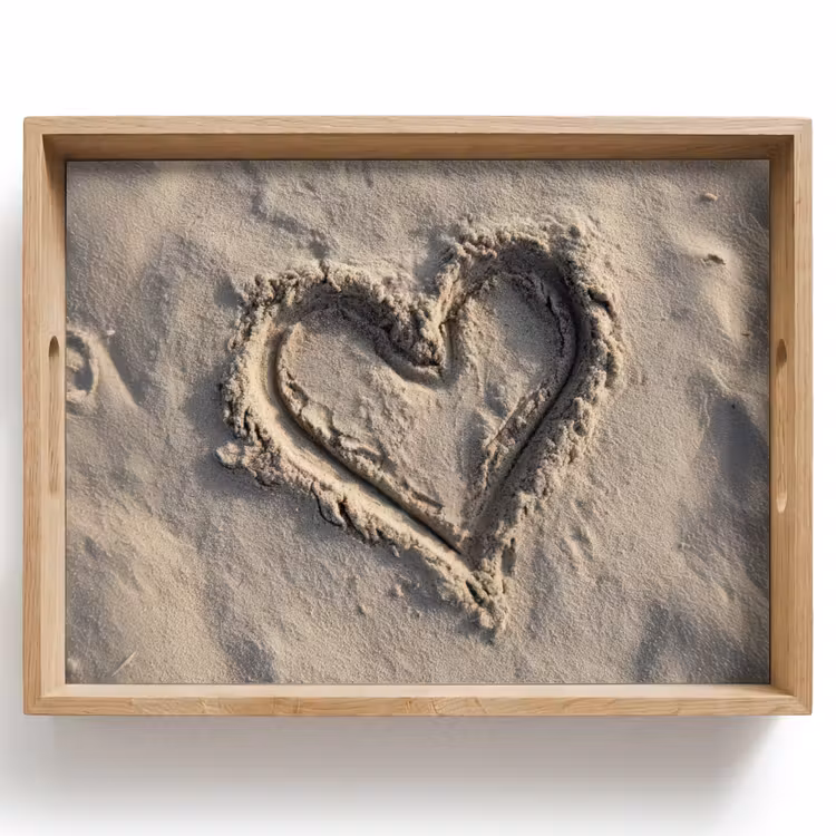 Tablett - Herzform - Signiert - Beige - Sand — 1