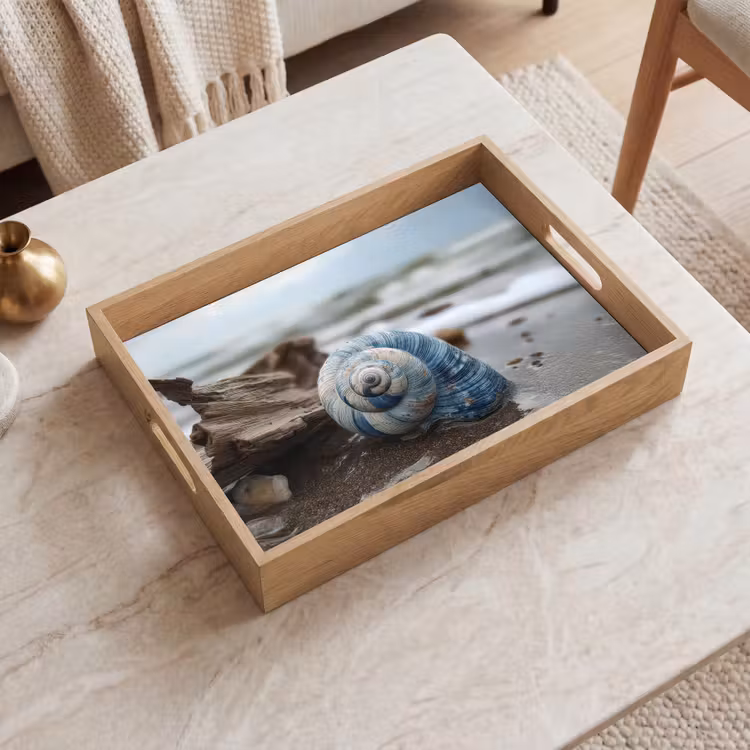 Tablett - Muschel - Strand - Blau - Meer — 2
