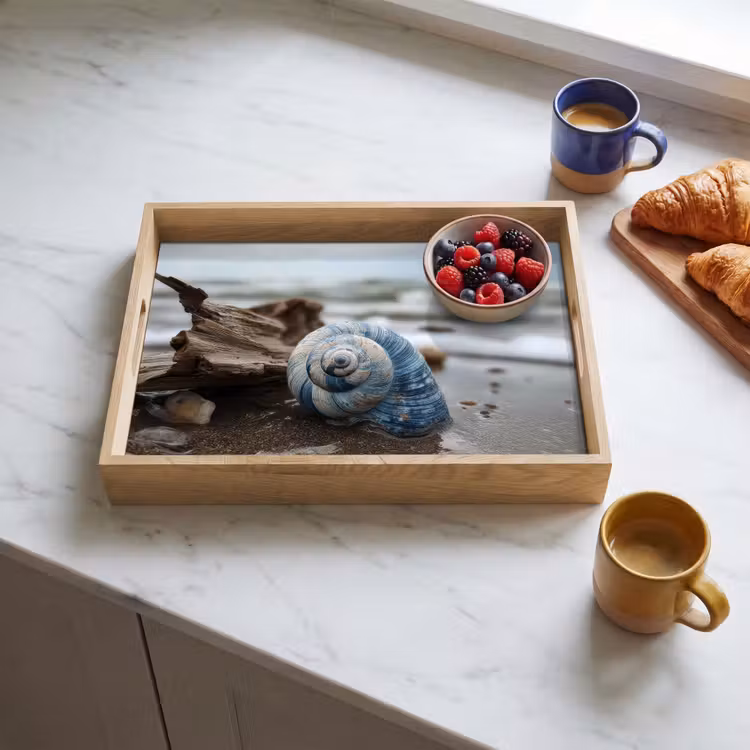 Tablett - Muschel - Strand - Blau - Meer — 3