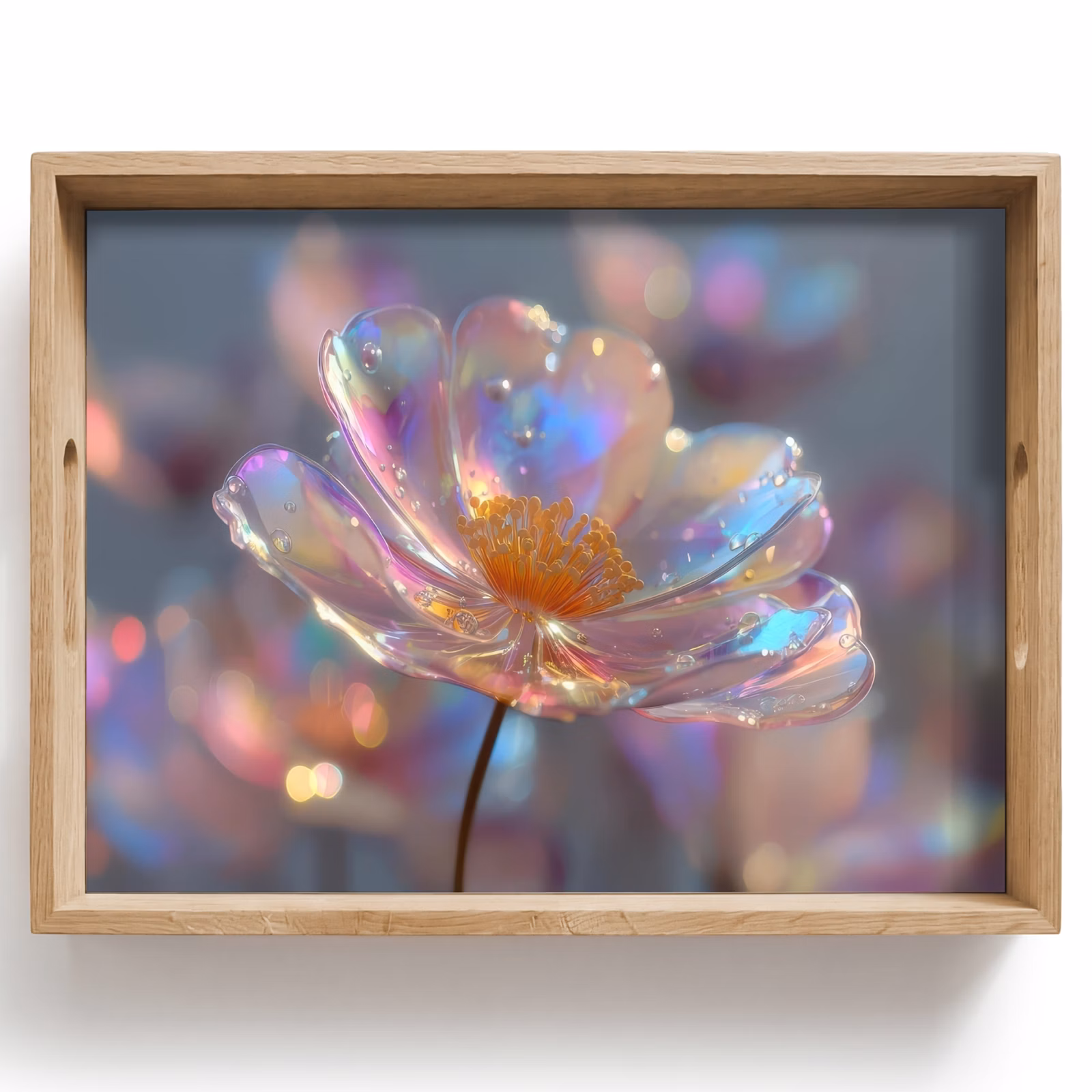 Tablett - Blume - Transparent - Pastellfarben - Tropfen — 1
