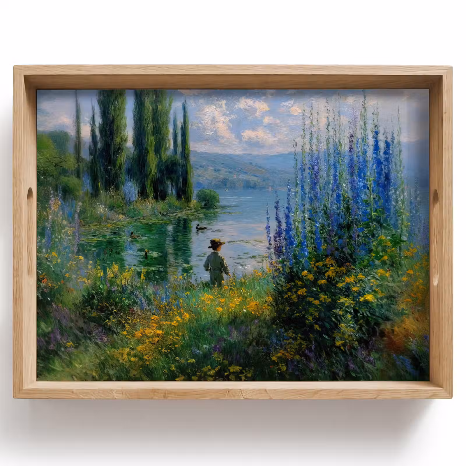 Tablett - Blumen - See - Bergen - Grün — 1