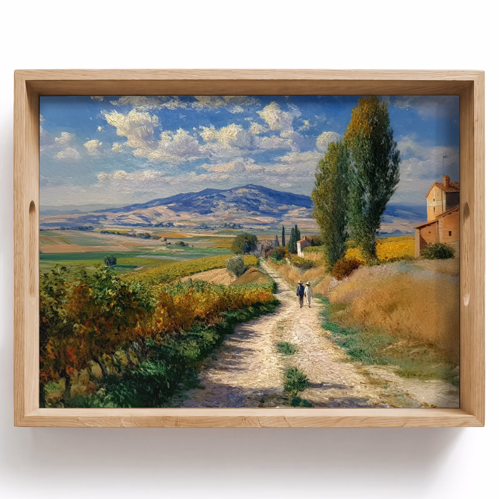 Tablett - Menschen - Wandern - Sandweg - Felder — 1