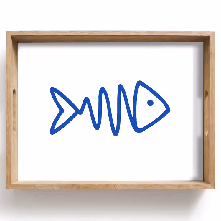 Tablett - Fisch - Minimalistisch - Blau - Linie — 1