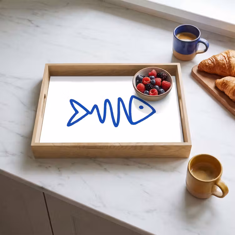 Tablett - Fisch - Minimalistisch - Blau - Linie — 3