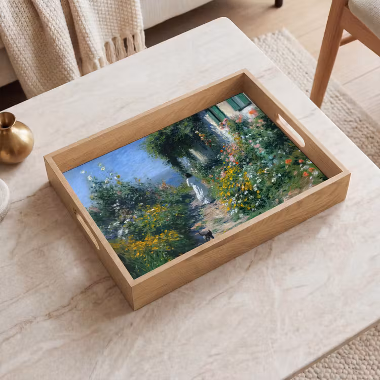 Tablett - Katze - Frau - Blumen - Haus — 2