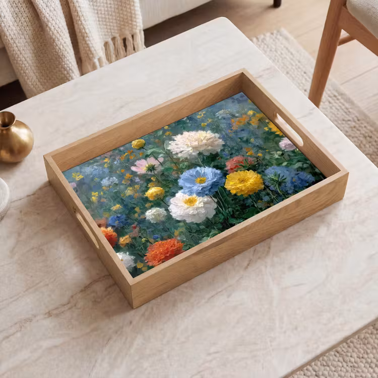 Tablett - Nahaufnahme - Feld - Blumen - Farbenfroh — 2
