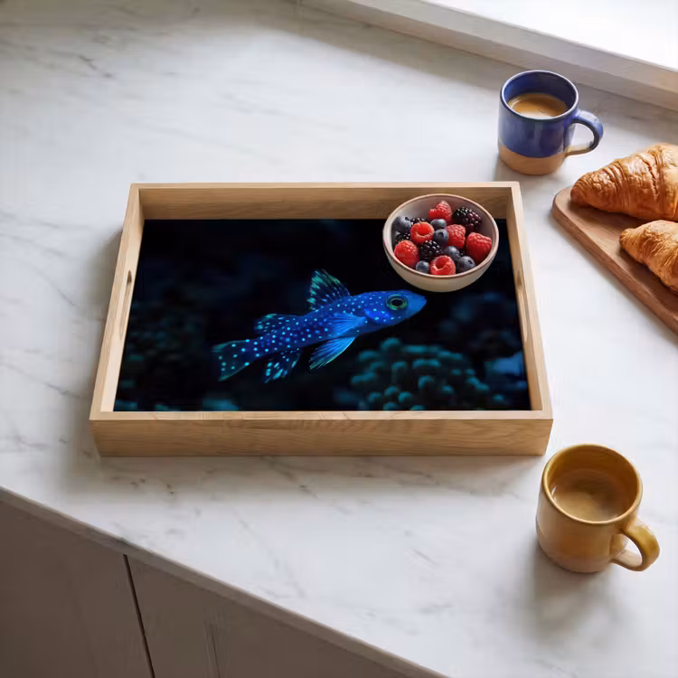 Tablett - Fische - Punkte - Koralle - Blau — 3