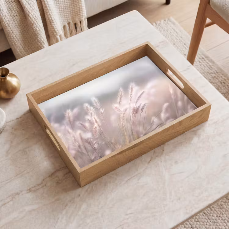 Tablett - Grasfahnen - Wind - Beige - Neblig — 2