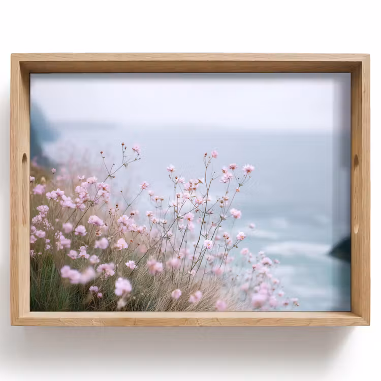 Tablett - Klippe - Blumen - Meer - Rosa — 1